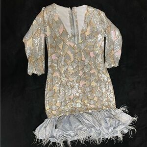 Silver and Gold Sequin Dress with Ruffle Hem